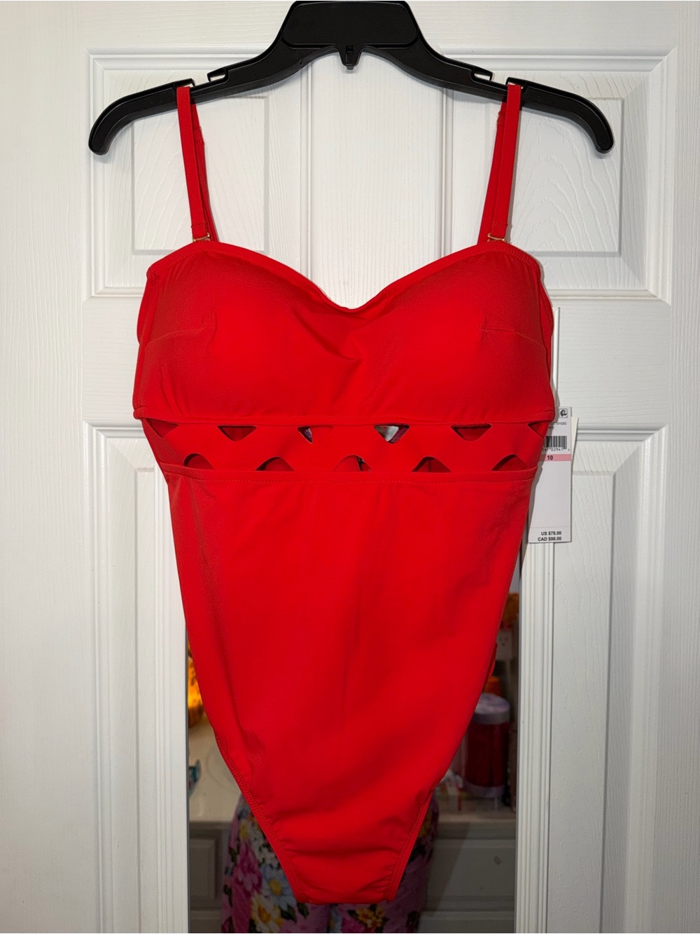 CeCe Red One-Piece Swimsuit with Cutout Detail NWT
